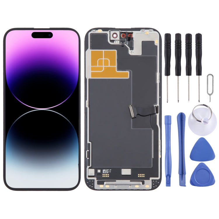 iPhone 14 LCD scherm voor- en achterzijde met meegeleverd reparatiegereedschap