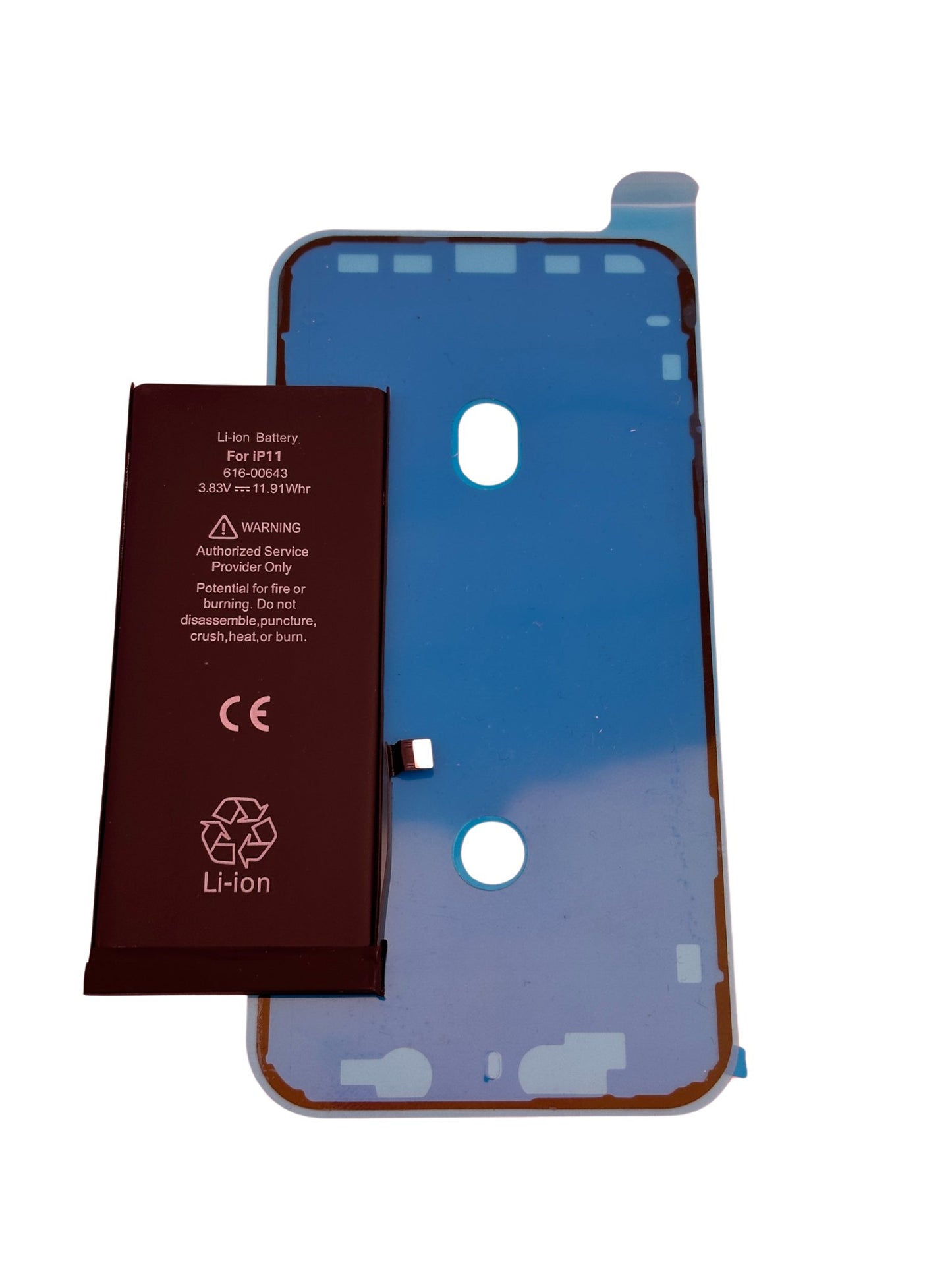 iPhone 11 batterij met bijgeleverde waterdichte framesticker