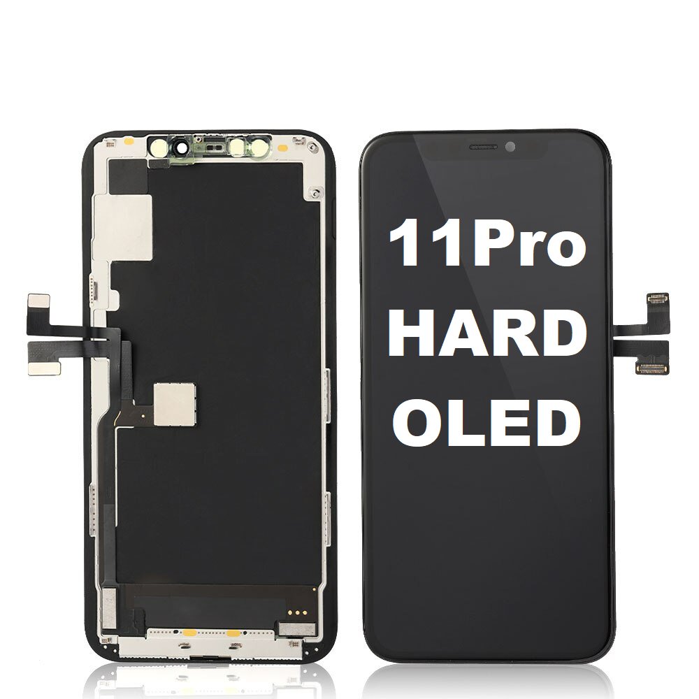 iPhone 11 Pro Hard OLED scherm om zelf te vervangen, voor- en achterzijde van het displayblok