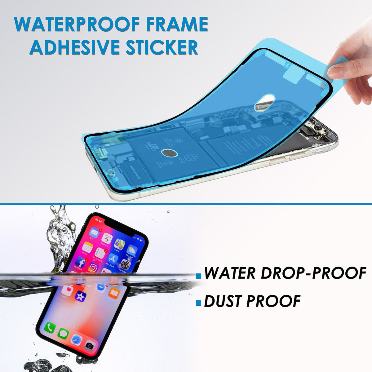 Waterdichte framesticker die meekomt bij de iPhone 12 batterij