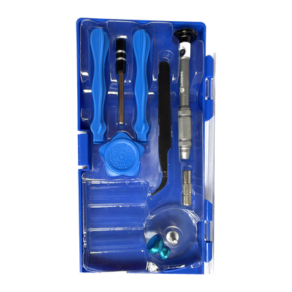 Inhoud van de 26-delige set met handvat, zuignap en openingstools