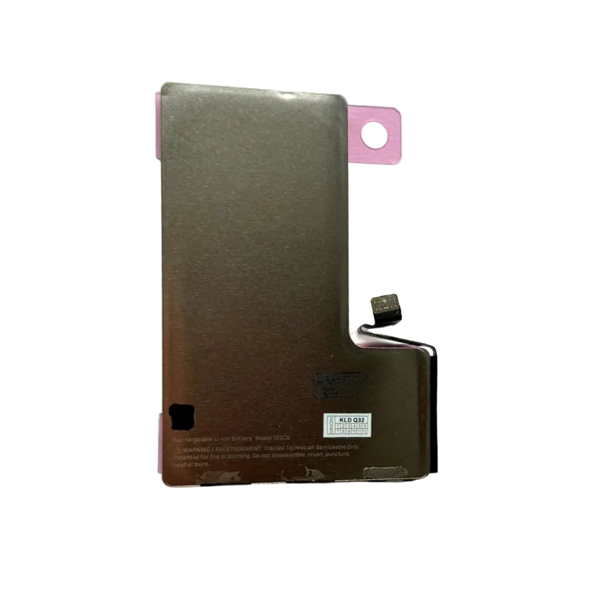 iPhone 17 accu, achterzijde met flexkabel en connector