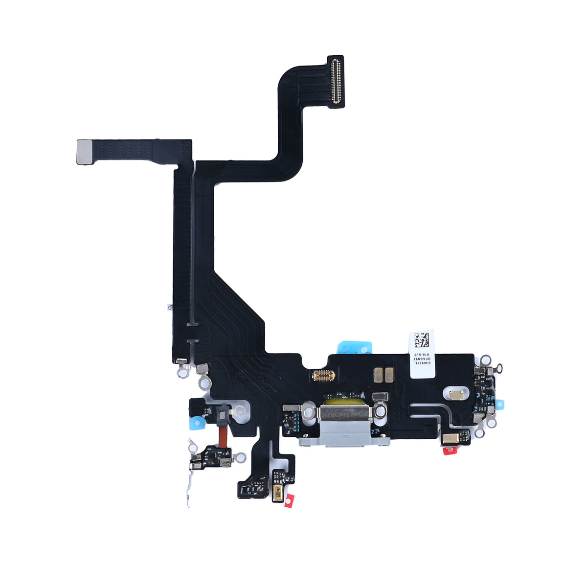 iPhone 13 Pro oplaadpoort zilver, complete laadconnector met flexkabel en microfoon