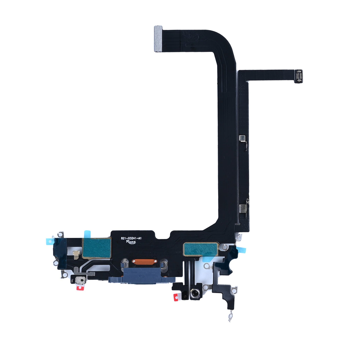 iPhone 13 Pro Max oplaadpoort, achterzijde van de flexkabel met plakstrips