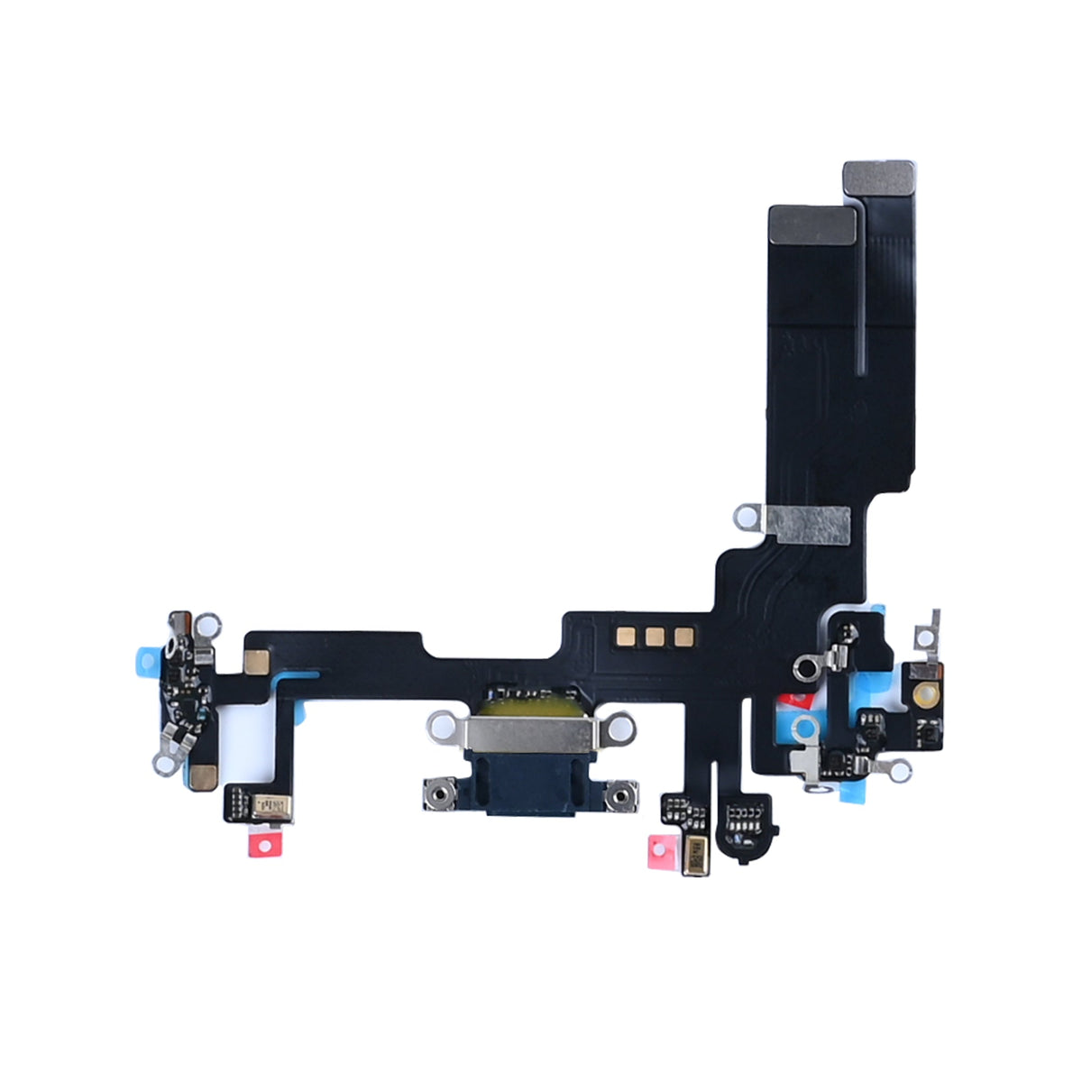 iPhone 14 oplaadpoort middernacht, flexkabel met Lightning-socket en plakstrips