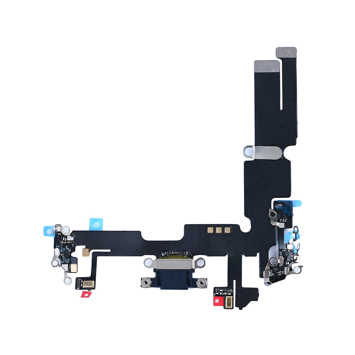 iPhone 14 Plus oplaadpoort, achterzijde van de flexkabel met plakstrips