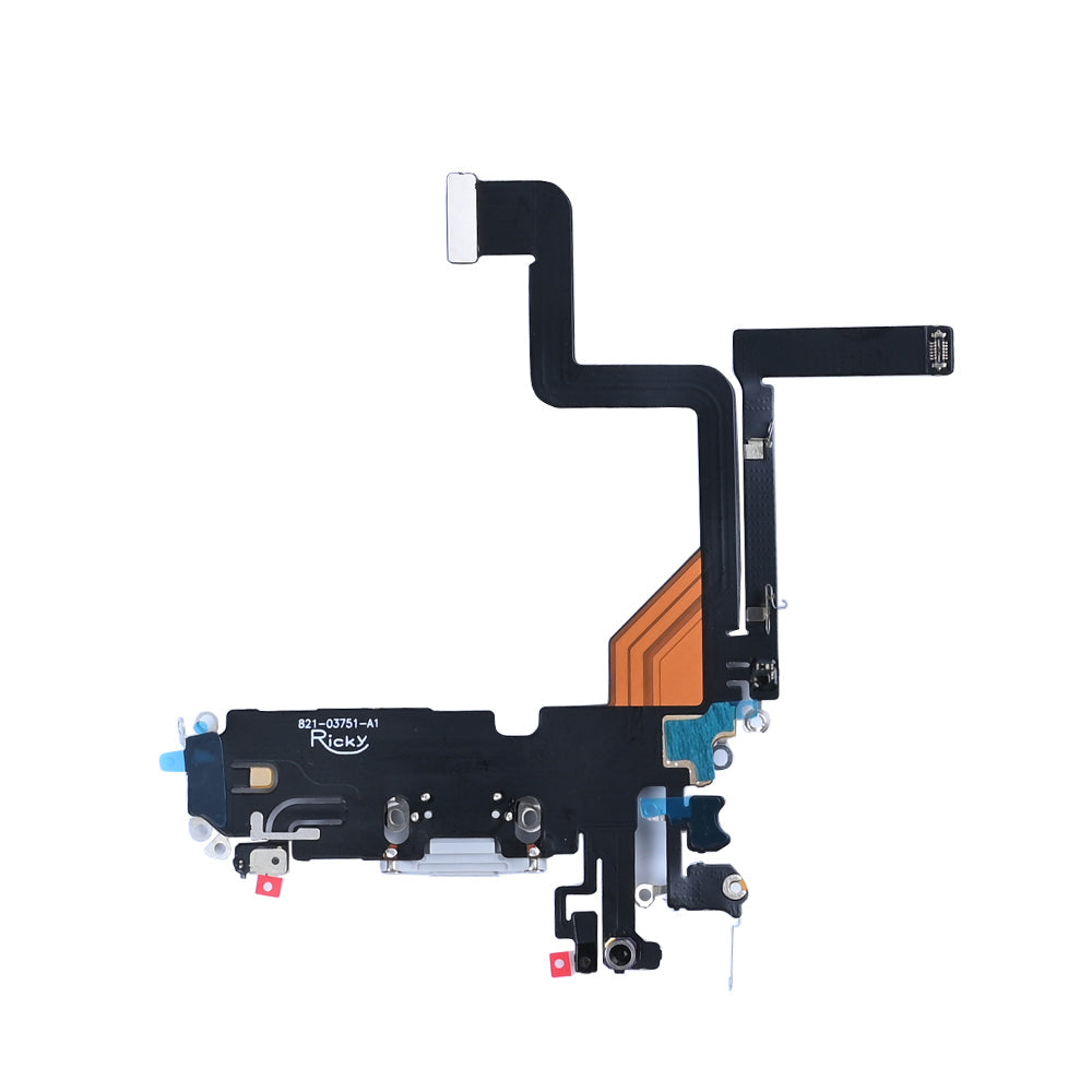 iPhone 14 Pro oplaadpoort, achterzijde van de flexkabel met plakstrips