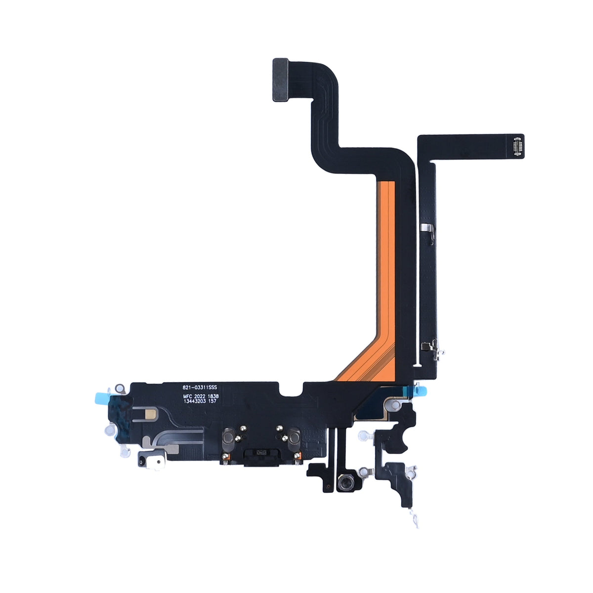 iPhone 14 Pro Max oplaadpoort, achterzijde van de flexkabel met plakstrips