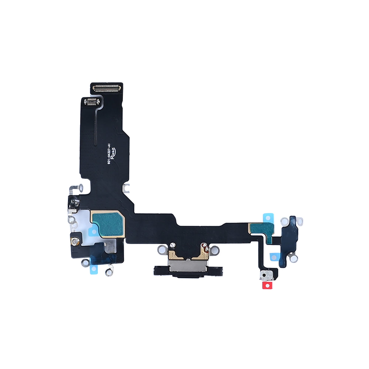 iPhone 15 oplaadpoort, achterzijde van de flexkabel met plakstrips