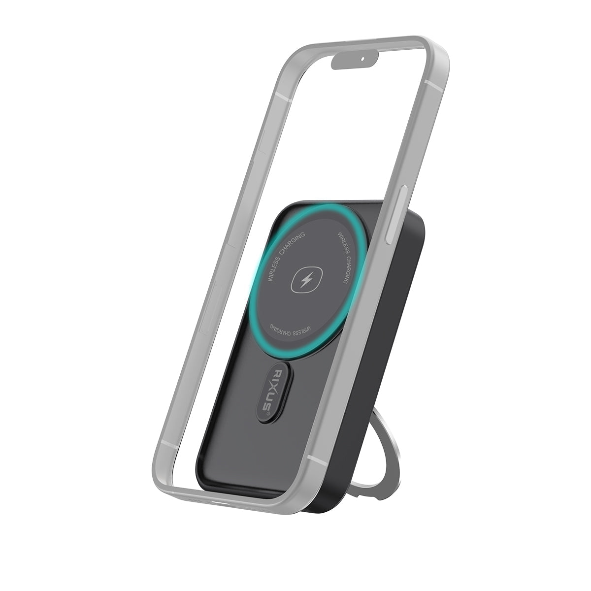 Magnetische powerbank 10.000 mAh met uitklapbare standaard, zwart, productfoto 2
