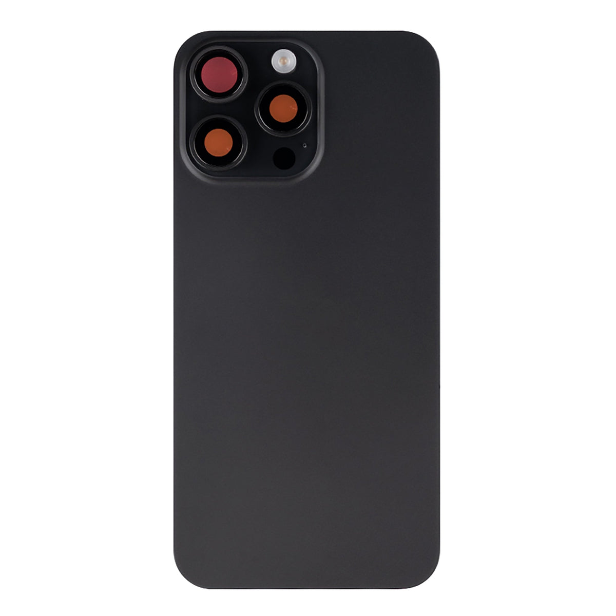 iPhone 15 Pro Max achterkant met laadspoel en NFC in zwart titanium