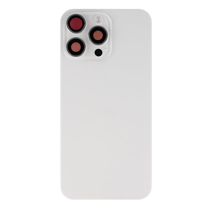 iPhone 15 Pro Max achterkant met laadspoel en NFC in wit titanium