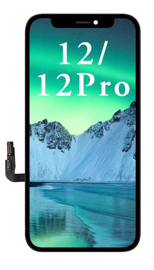 iPhone 12 LCD scherm ingeschakeld met heldere kleurweergave en bijgeleverde framesticker