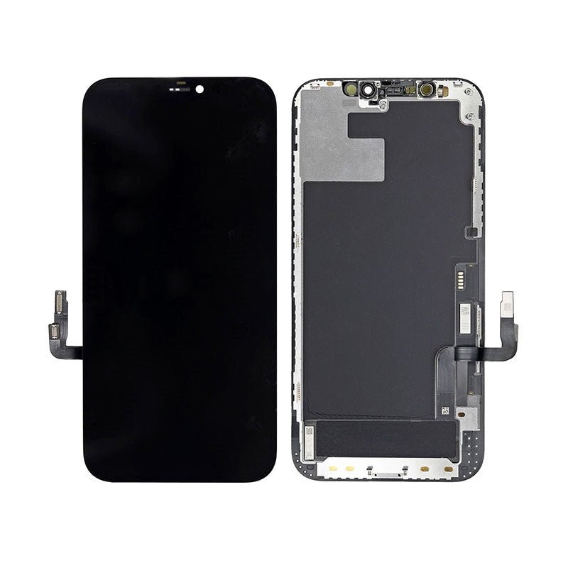 Voor- en achterzijde iPhone 12 LCD scherm met flex kabels voor display en touchscreen