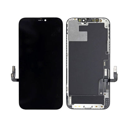 Voor- en achterzijde iPhone 12 LCD scherm met flex kabels voor display en touchscreen