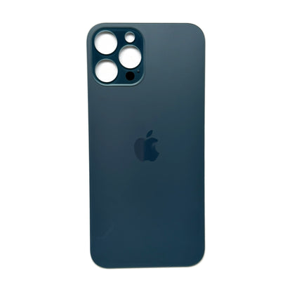 iPhone 12 Pro Max achterkant glas pacific blauw met grote cameraopening