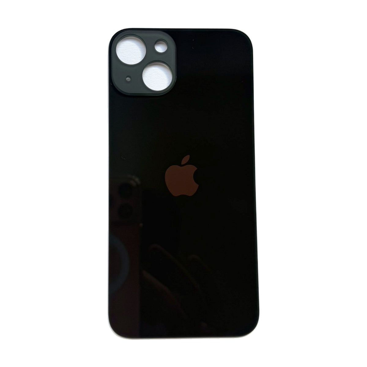 iPhone 13 achterkant glas middernacht van dichtbij met grote cameraopening
