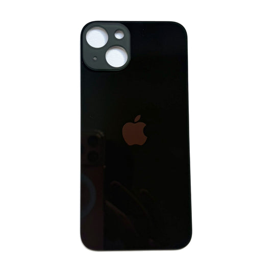 iPhone 13 achterkant glas middernacht van dichtbij met grote cameraopening