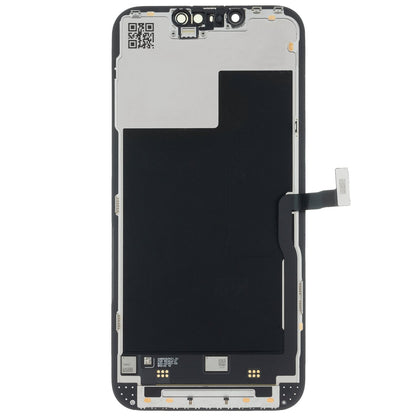 Achterzijde iPhone 13 LCD scherm met flex kabels en voorgemonteerde sensorhouder