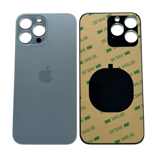 Achterkant en voorkant van het iPhone 13 Pro Max glas met 3M plaksticker en uitsparing voor de laadspoel