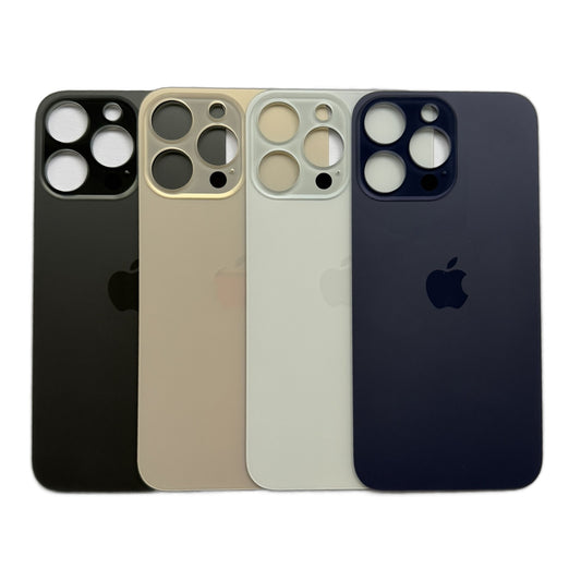 iPhone 14 Pro Max achterkant glas in zwart, zilver, goud en paars