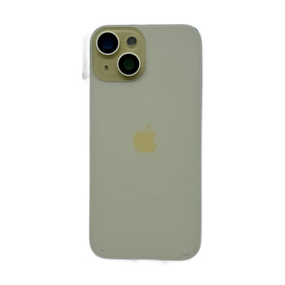 iPhone 15 achterkant glas geel met cameralens en magneten