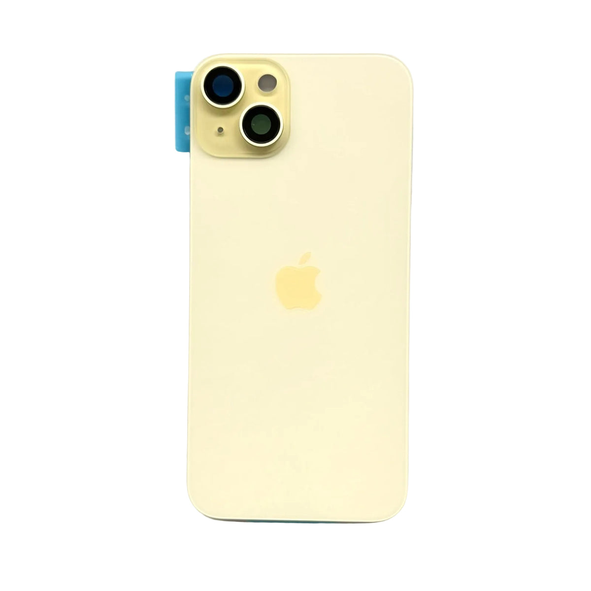 iPhone 15 Plus achterkant glas geel met cameralens en magneten