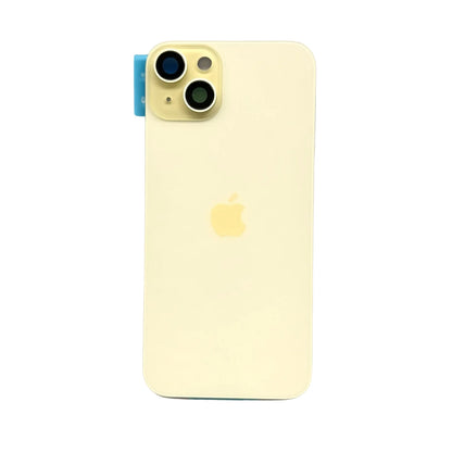iPhone 15 Plus achterkant glas geel met cameralens en magneten