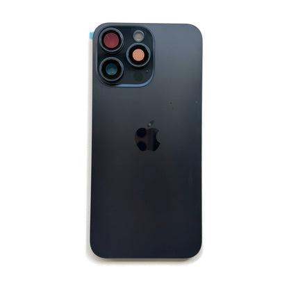 iPhone 15 Pro Max achterkant glas blauw titanium met cameralens en magneten
