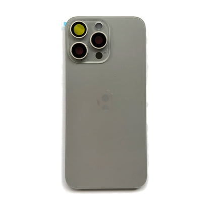 iPhone 15 Pro Max achterkant glas naturel titanium met cameralens en magneten