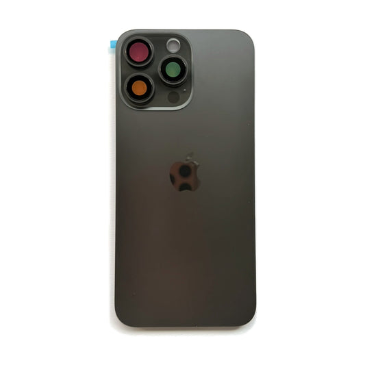 iPhone 15 Pro Max achterkant glas zwart titanium met cameralens en magneten