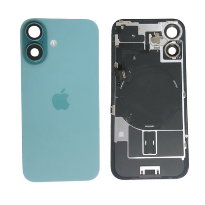 iPhone 16 achterkant groenblauw, origineel glas met MagSafe-magneten en laadspoel