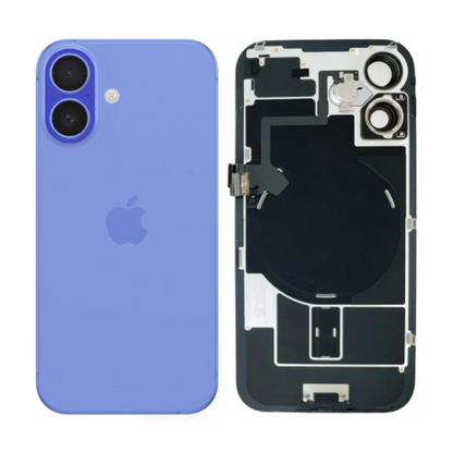 iPhone 16 achterkant ultramarijn, origineel glas met MagSafe-magneten en laadspoel