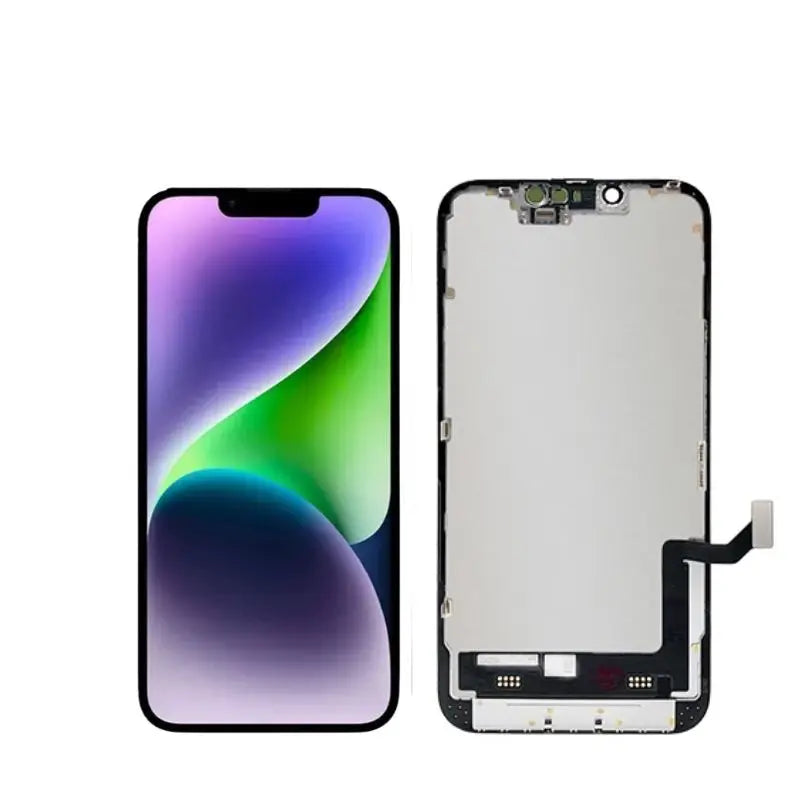iPhone 14 Soft OLED scherm vervangen, voor- en achterzijde van het displayblok