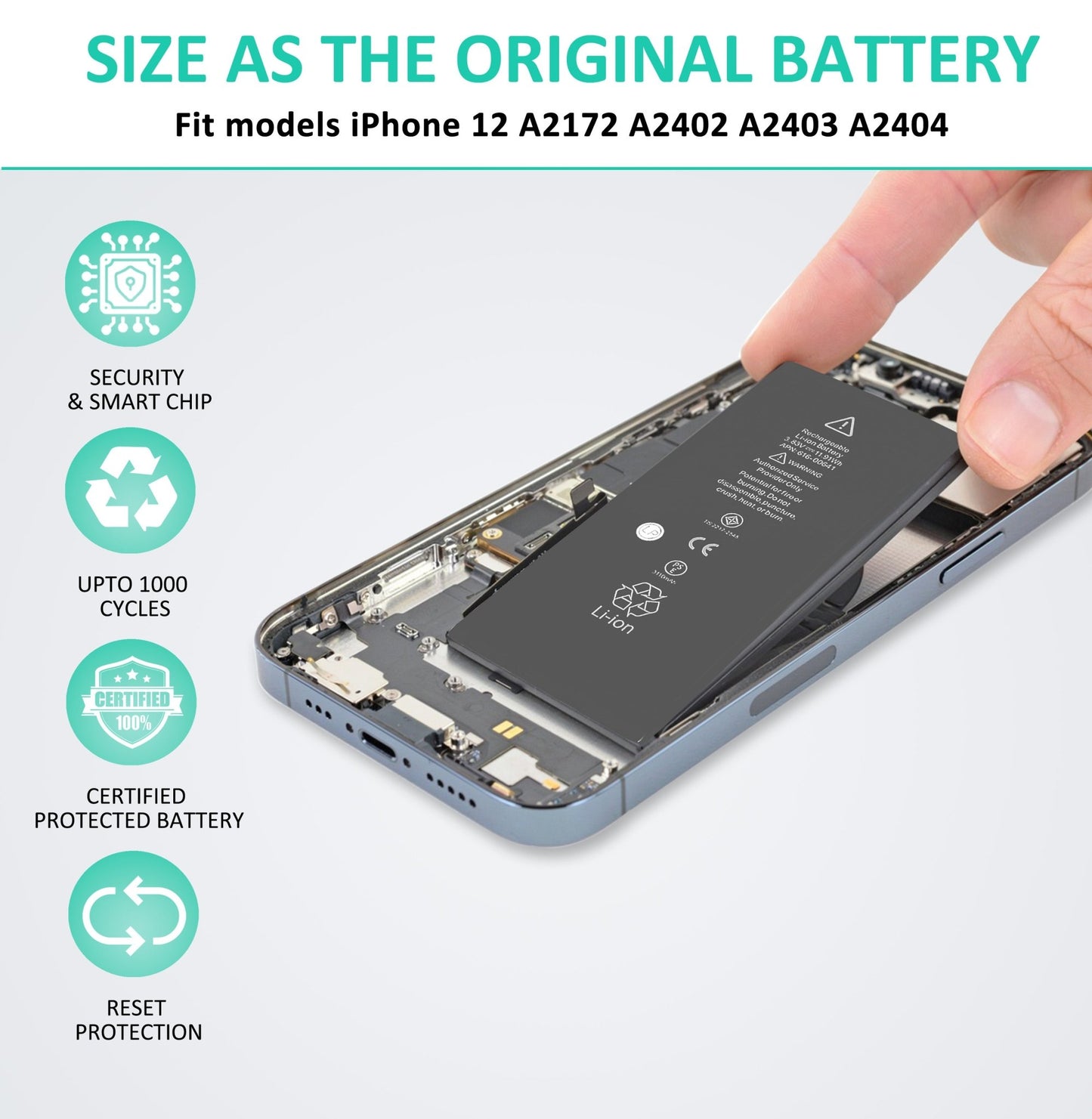iPhone 12 / 12Pro Batterij + Framesticker en gereedschap - Dutchrepair